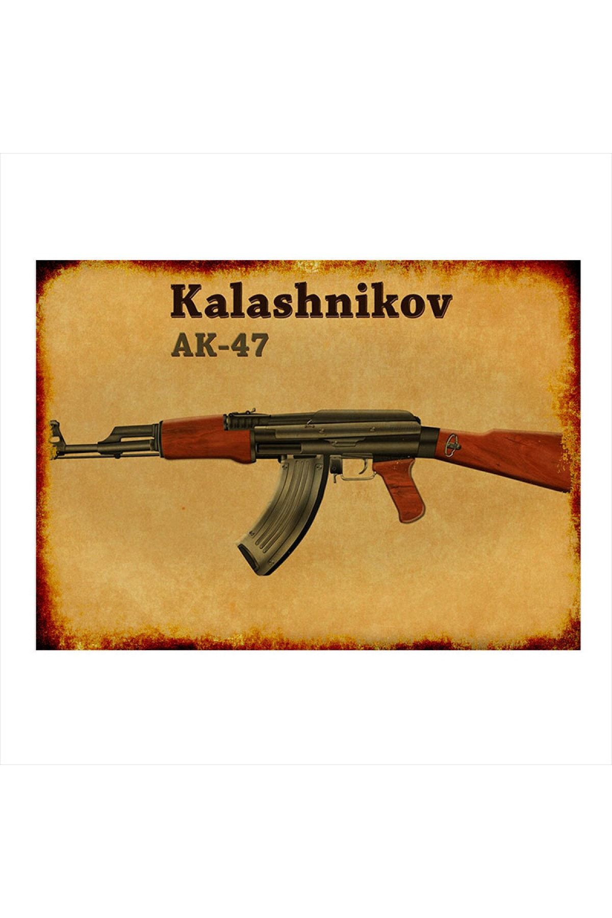Tablomega Ahşap Tablo Kalashnikov Ak-47