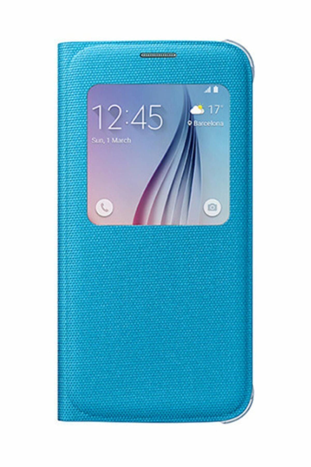 Samsung Galaxy S6 S-view Kılıf Tekstil Mavi Ef-cg920blegww