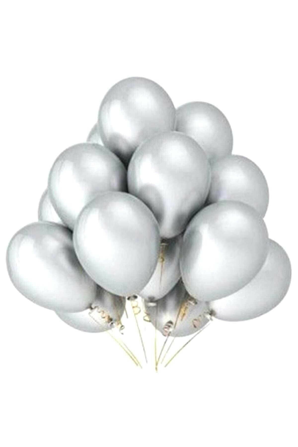 Hyd  Metalik Silver (gümüş) Balon 10 Adet Helyumla Uçan