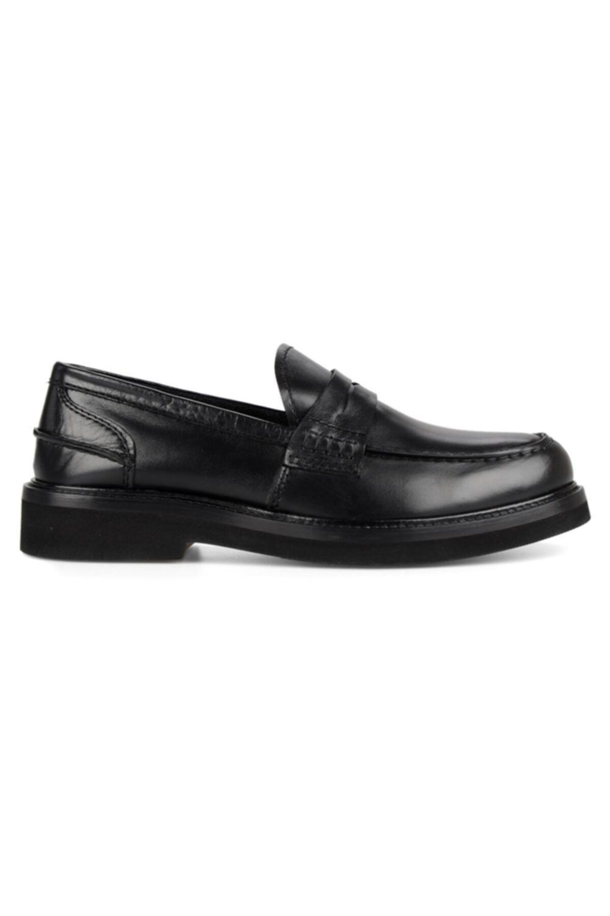 FootCourt Siyah Bantlı Erkek Deri Loafer Ayakkabı