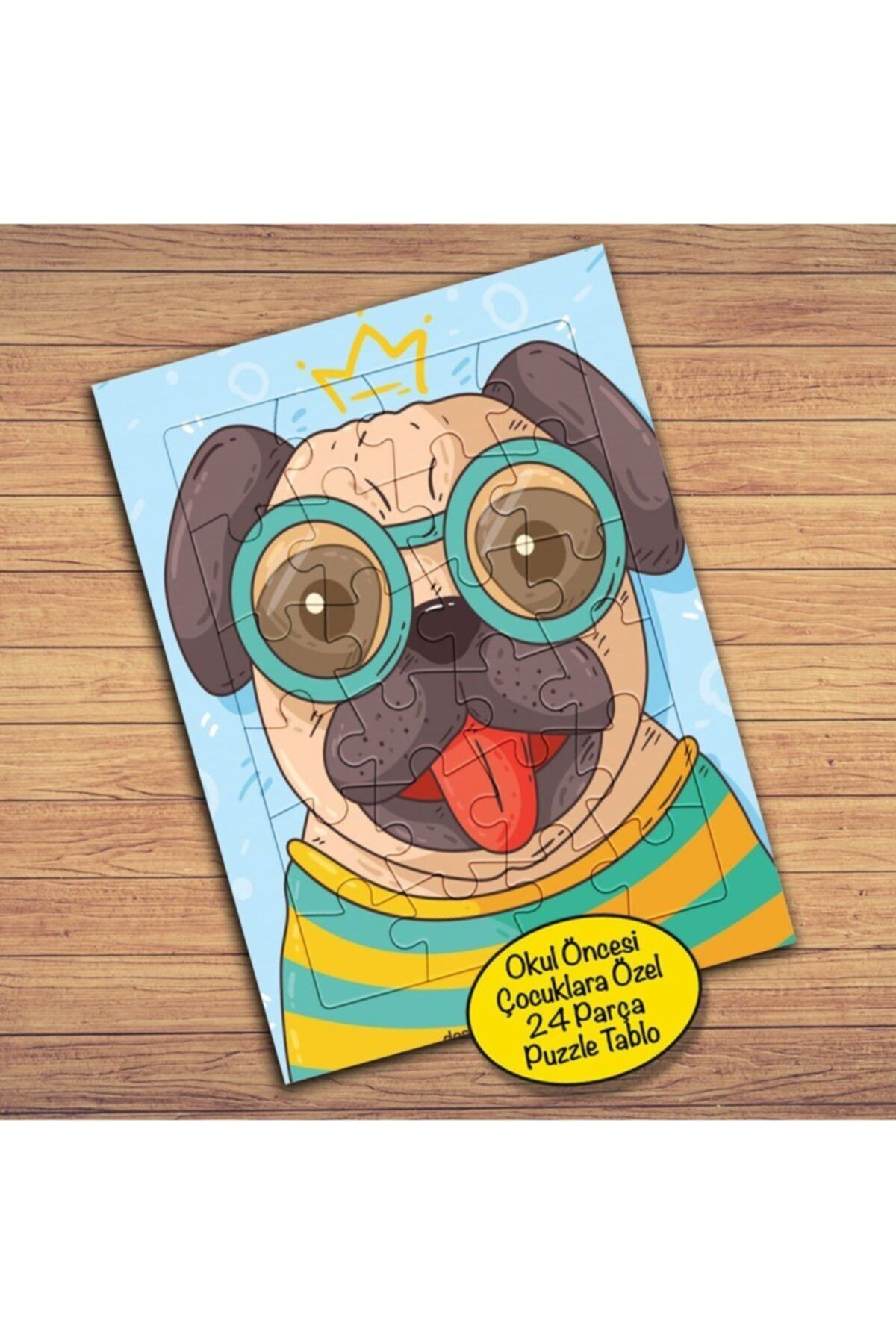 Genel Markalar Gözlüklü Şımarık Köpek Çocuklara Özel Puzzle Yapboz Tablo-2147694024