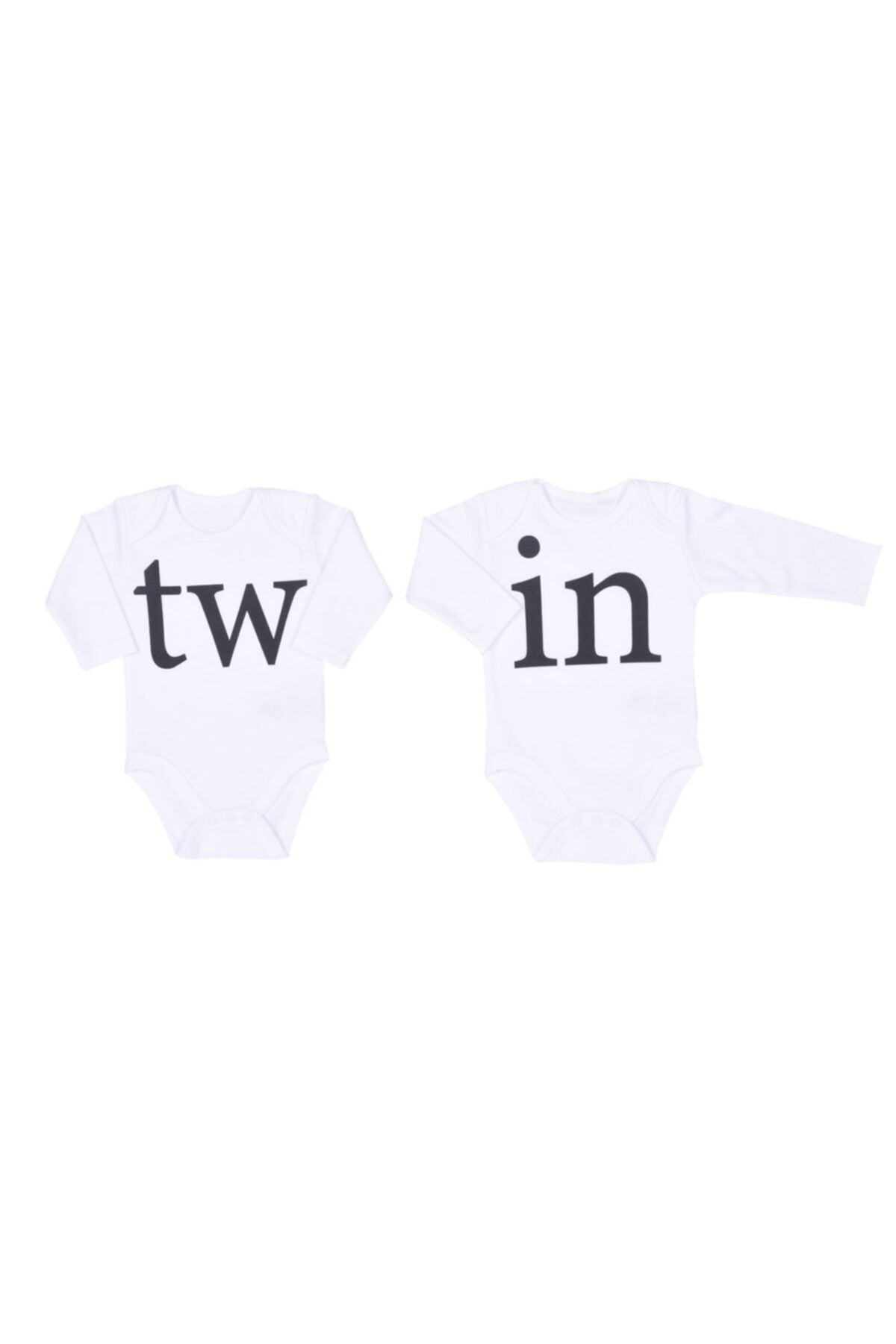 kitikate Unisex Bebek Beyaz Twin 2li Amerikan Yaka Body