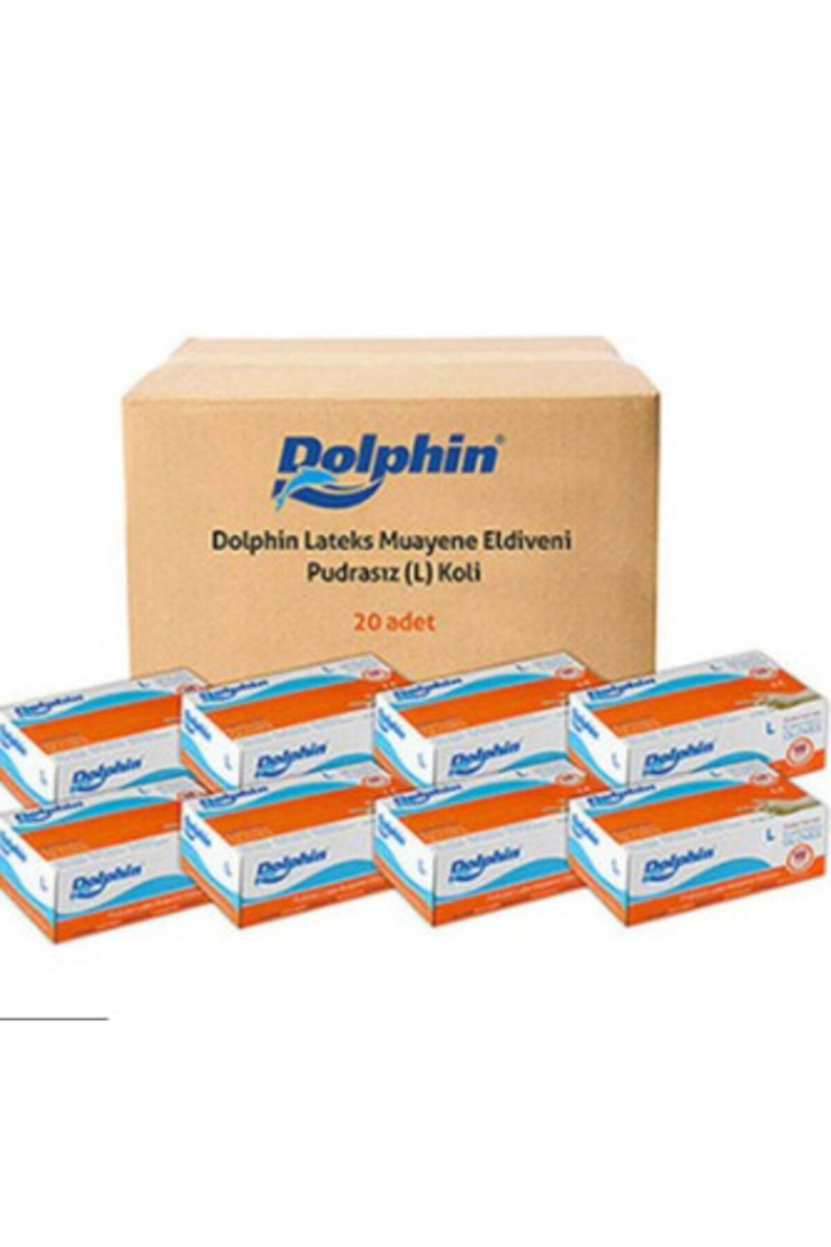 Dolphin Latex Pudrasız Beyaz Muayene Eldiveni Large 100 Lü 1 Koli ( 20 Paket)