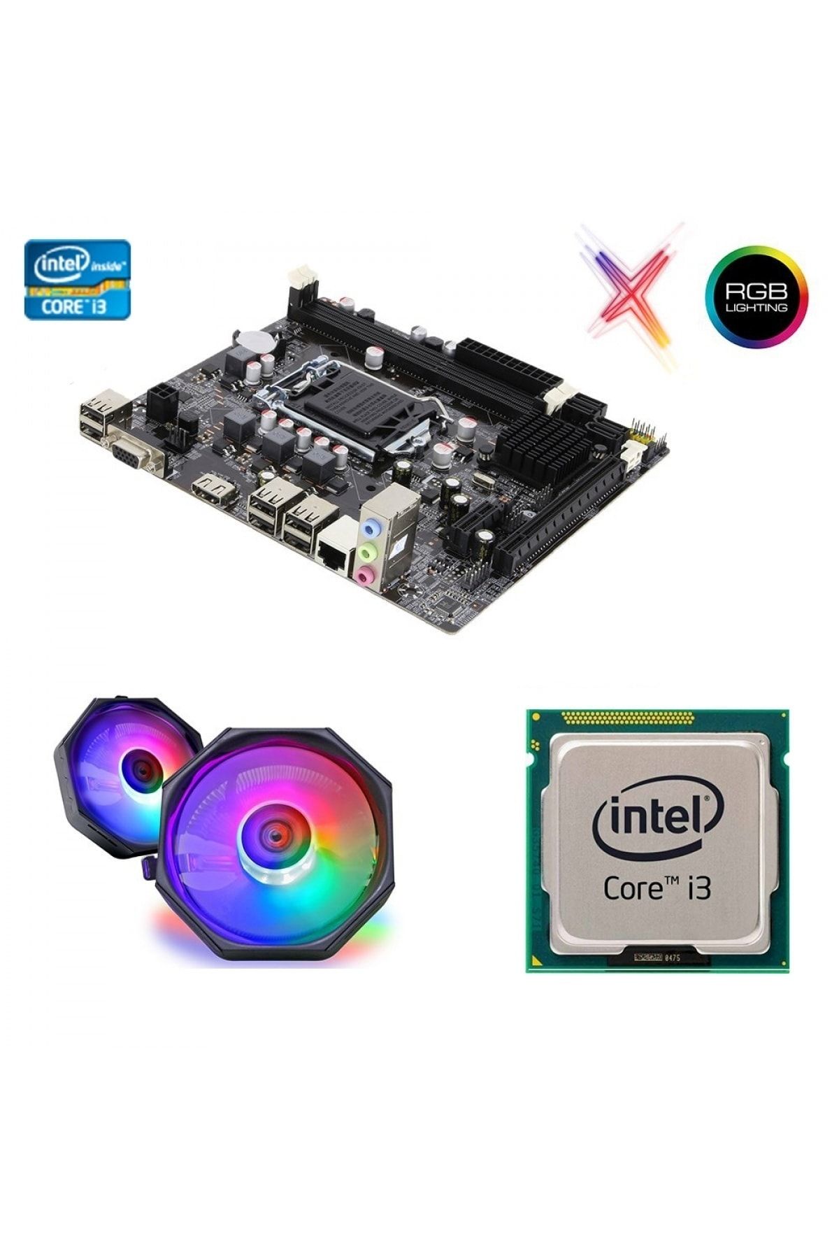 J-TECH Intel® Core® I3-2100 + H61c Anakart 1155pin + Rainbow Cpu Fan