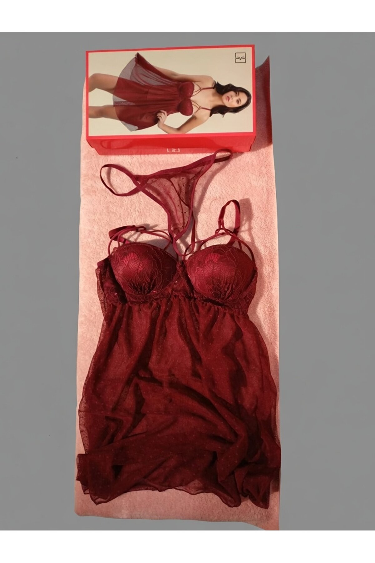 İNCİİCGİYİM28 Dolgulu Gecelik 730 Bordo - Şık ve Konforlu Uykuda