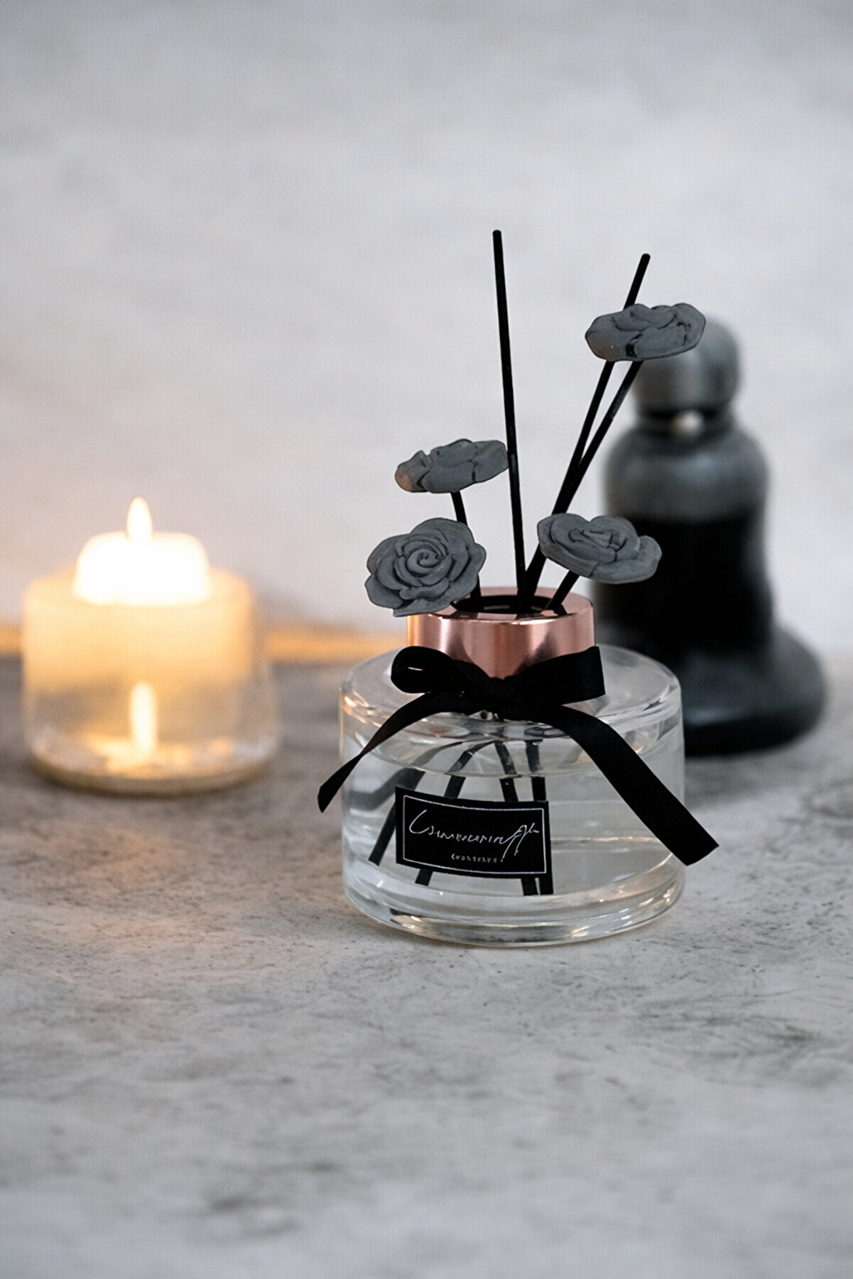 LİNECRAFT 150 Cc Dekoratif Çiçek Taşlı Black Vanilya Oda Kokusu