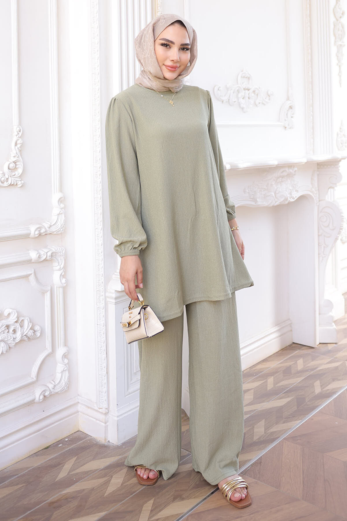 İmajButik Çağla Bürümcük Tunik Pantolonlu Takım - Moda ve Konfor Birleşimi