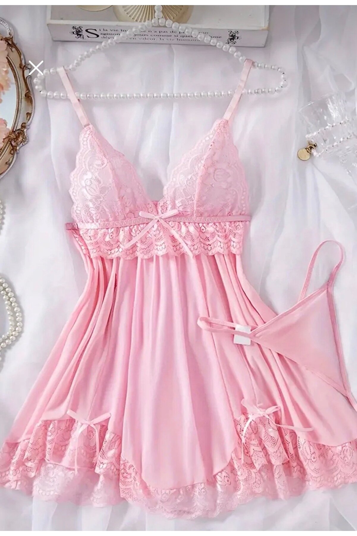 WINDY LAND Kadın Dantel Detaylı Tül Gecelik - Rüya Geceleri İçin