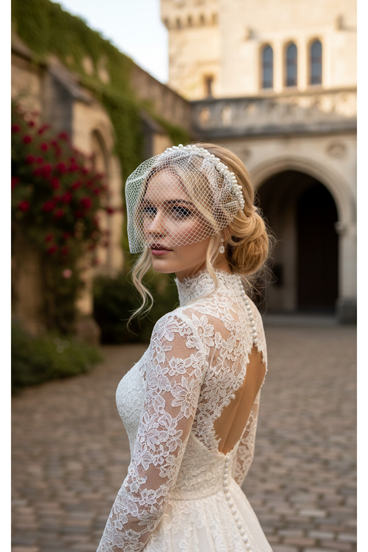 Soilhandmade İncili Duvaklı Nikah Tacı - Gelin Tacı - Nedime - Lohusa - Parti Tacı