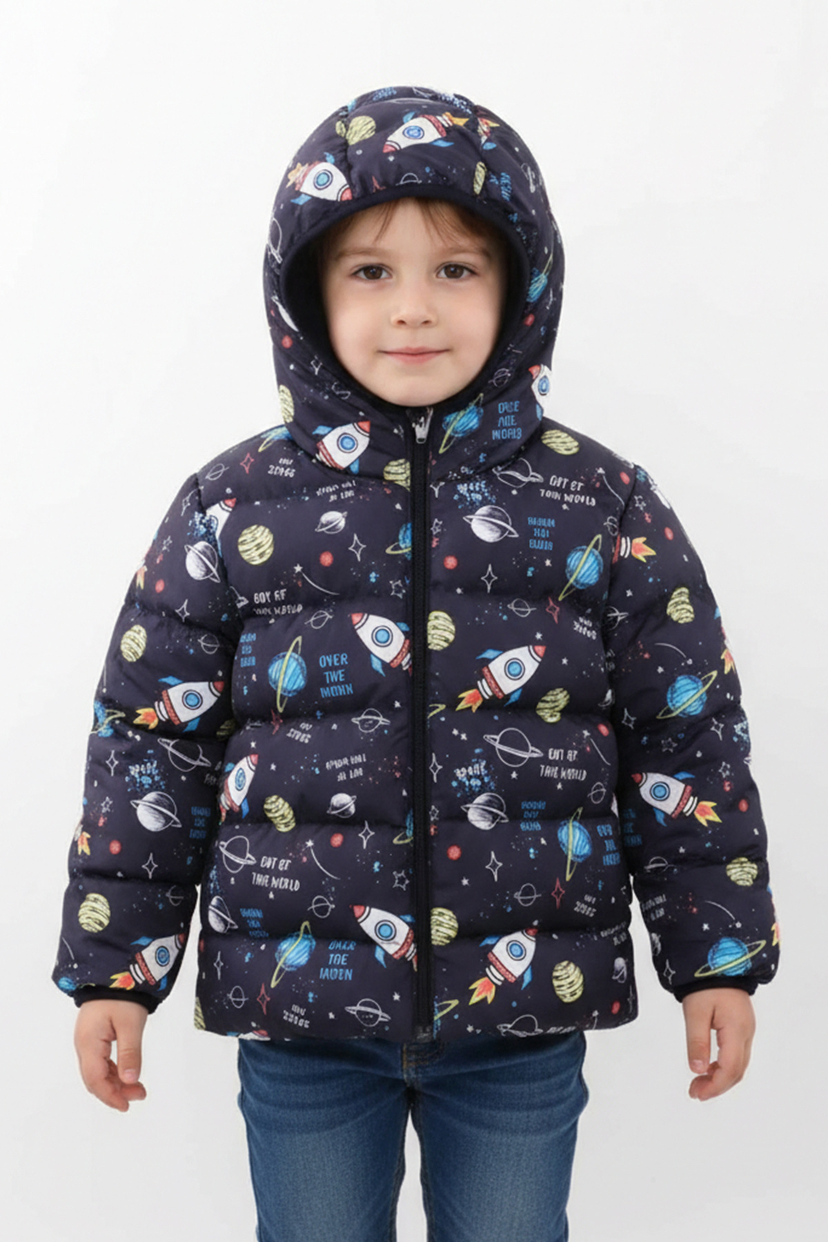 Genel Markalar Erkek Çocuk Polarlı Kışlık Mont & Kaban RB-113 | Roket Desenli