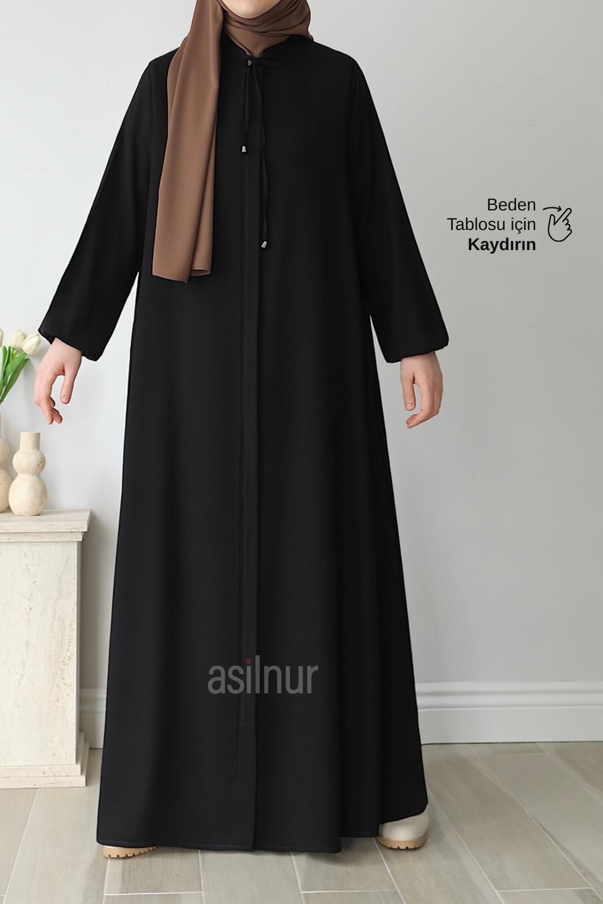 ASİLNUR Nesli Mevlana Ferace Siyah - Elegant ve Konforlu Tesettür Giyim