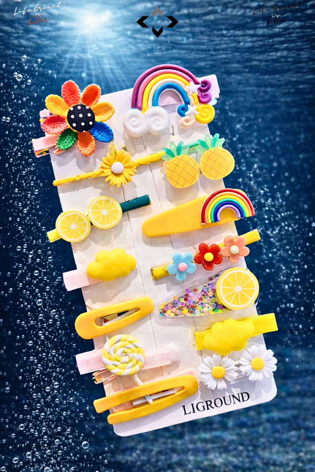 LİGROUND Silikon Kız Çocuk Saç Tokası Seti 14’lü Renkli Desenli Çıtçıt, Peluş ve Figürlü Toka Çiçek Modeller