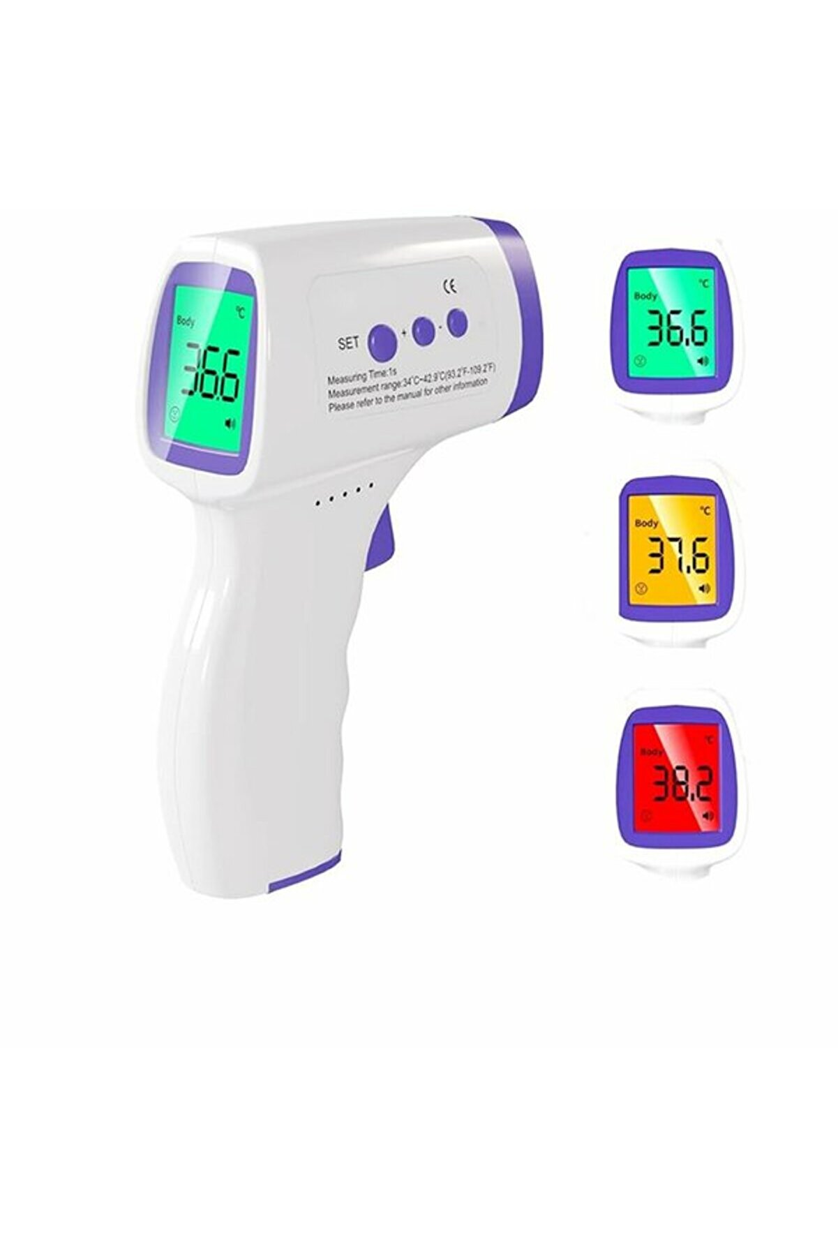 BuradaBuldun Ateş Ölçer (Tabanca Model) - Temassız Dijital Ateş Ölçer - 16 Hafıza - Pilli