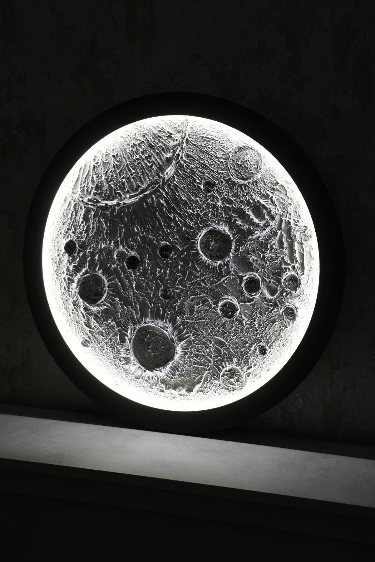 Store BesArt Led Işıklı Rölyef Dolunay Tablo - Ay Lamba - Çerçeveli Tablolar