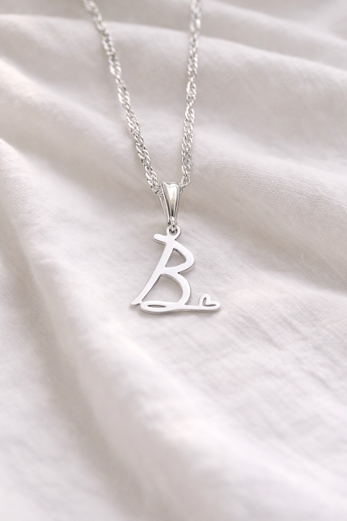 Shiny Jewellery 925 Ayar Gümüş Harf Ucu Kalpli Kolye 3 Renk Seçenek ile Kişiye Özel