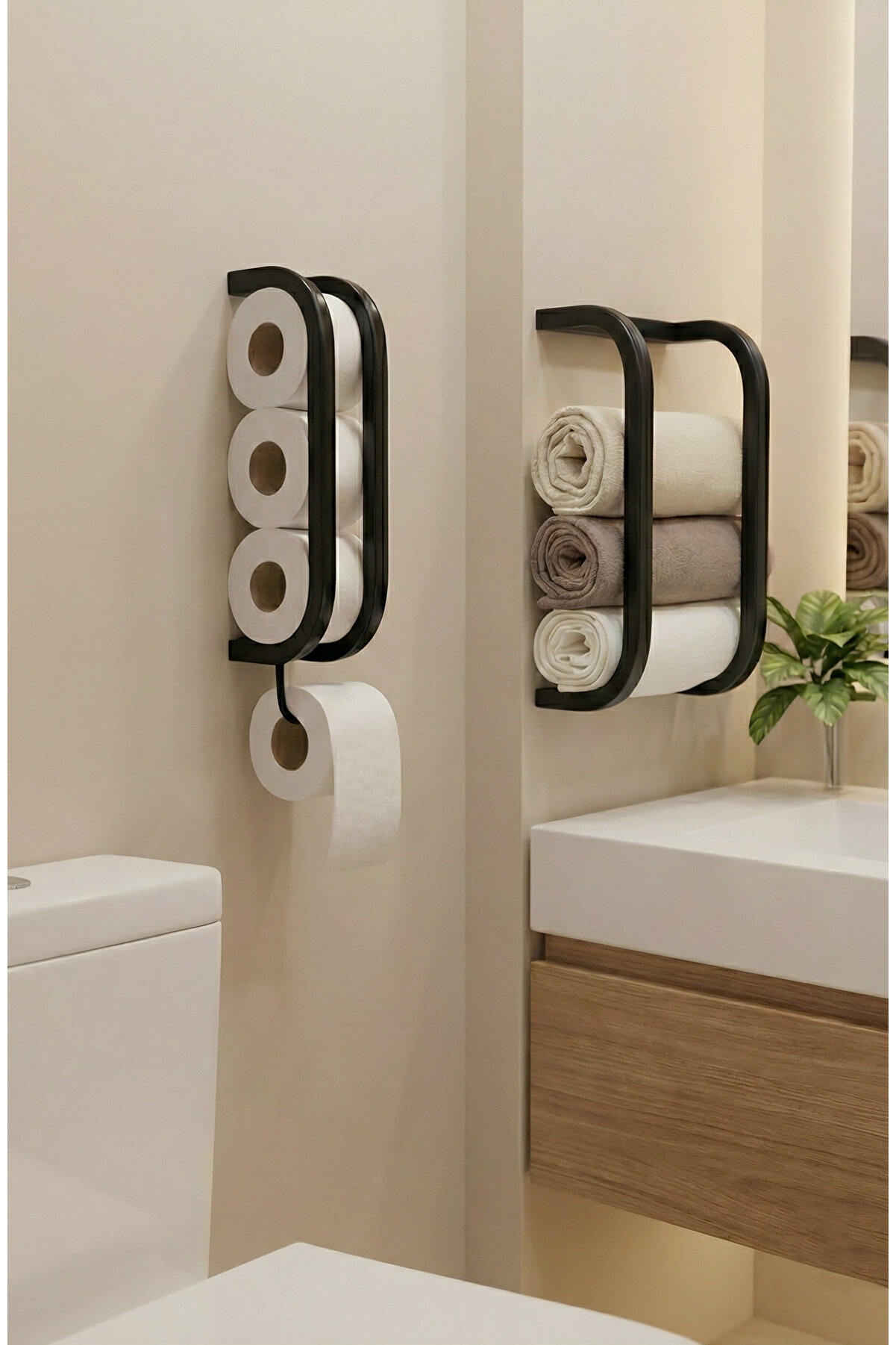 Işıl Concept Metal Banyo Seti - Havluluk ve Tuvalet Kağıtlığı