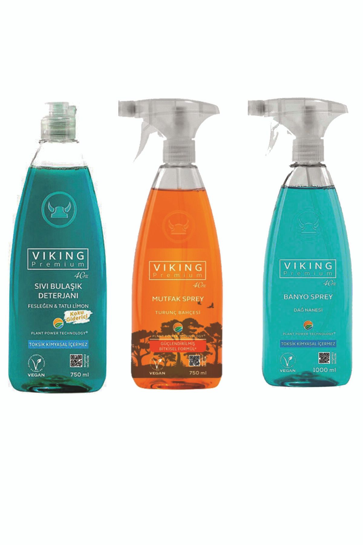 Viking Premium Mutfak Sprey Banyo Sprey Bulaşık Deterjanı Seti 750 ml Vegan [süper Temizlik Seti]