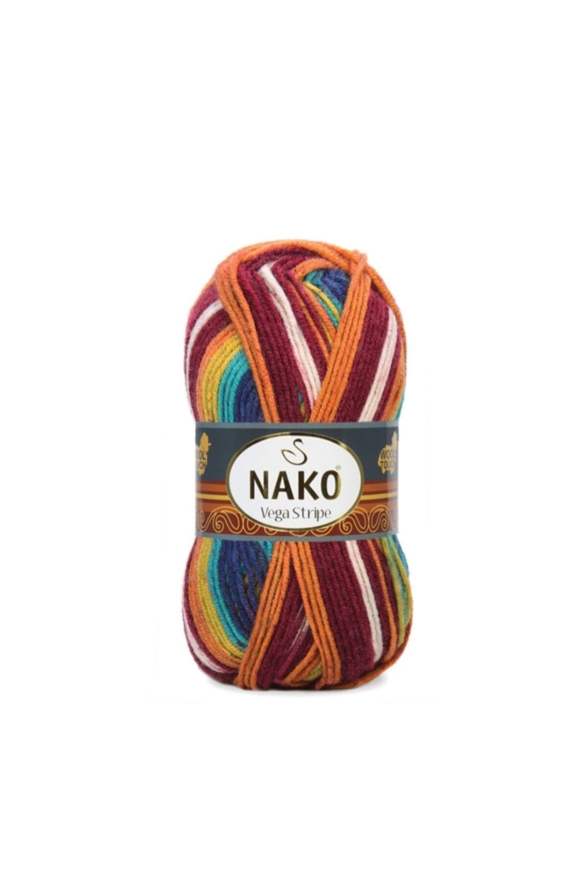 Nako ( 5 Adet ) Vega Stripe 82409 El Örgü Ipi Yelek Hırka Kazak Ipliği Bebe Ipi