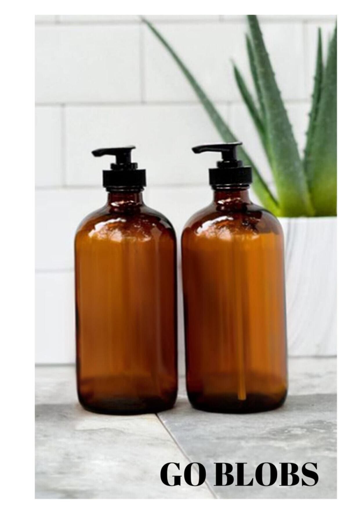 GO BLOBS 500ml Amber Kahverengi Cam Sıvı Sabunluk