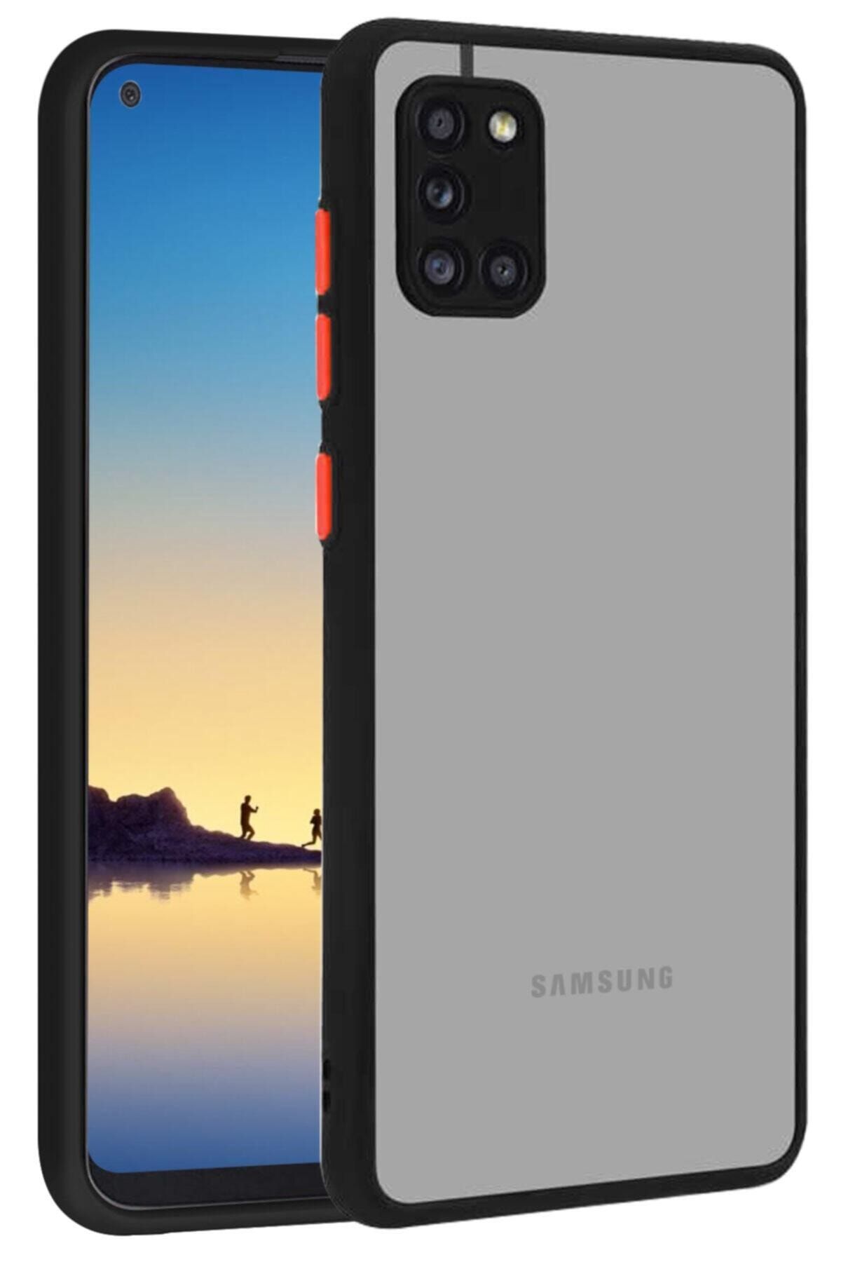 Fibaks Samsung Galaxy A31 Uyumlu Kılıf Şeffaf Mat Kamera Köşe Korumalı Pürüzsüz Sert