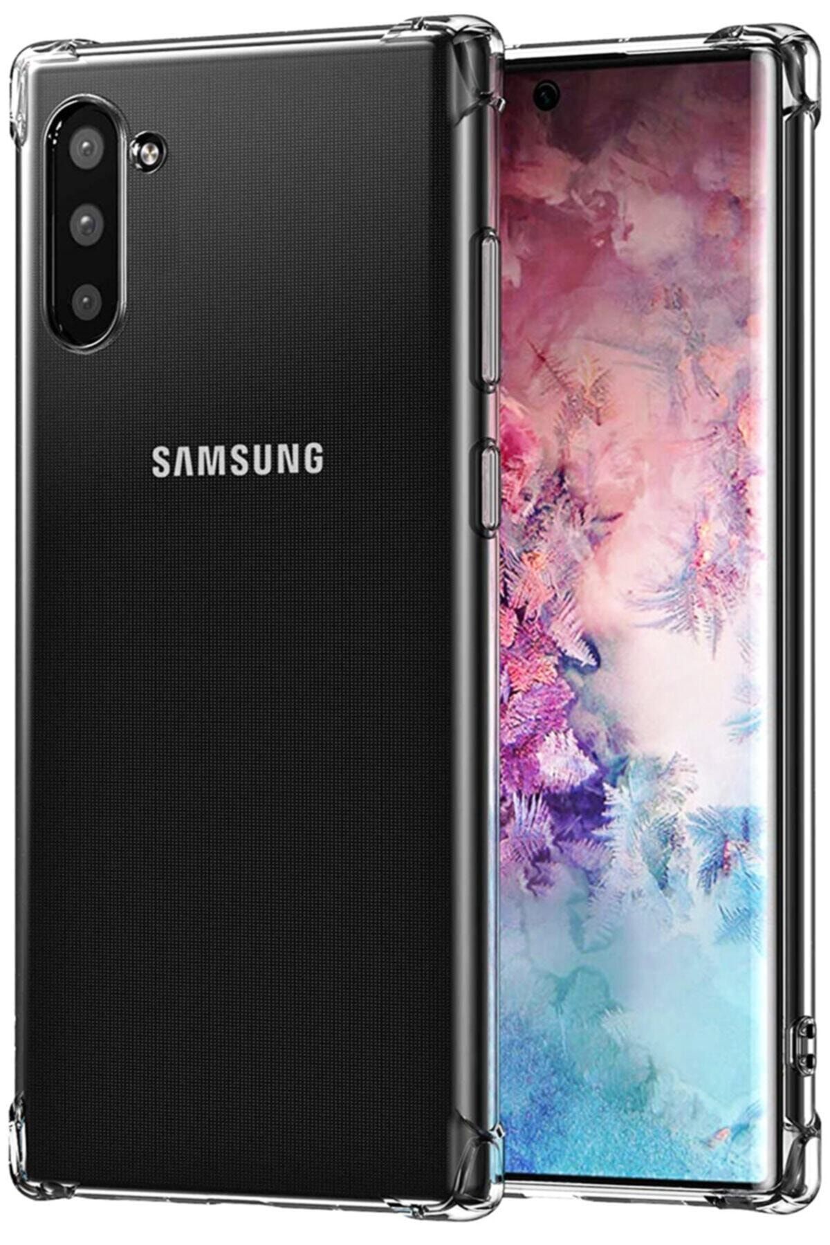 Fibaks Samsung Galaxy Note 10 Kılıf Crystal Sert Pc Antishock Darbe Emici Kenar Şeffaf Silikon Kapak