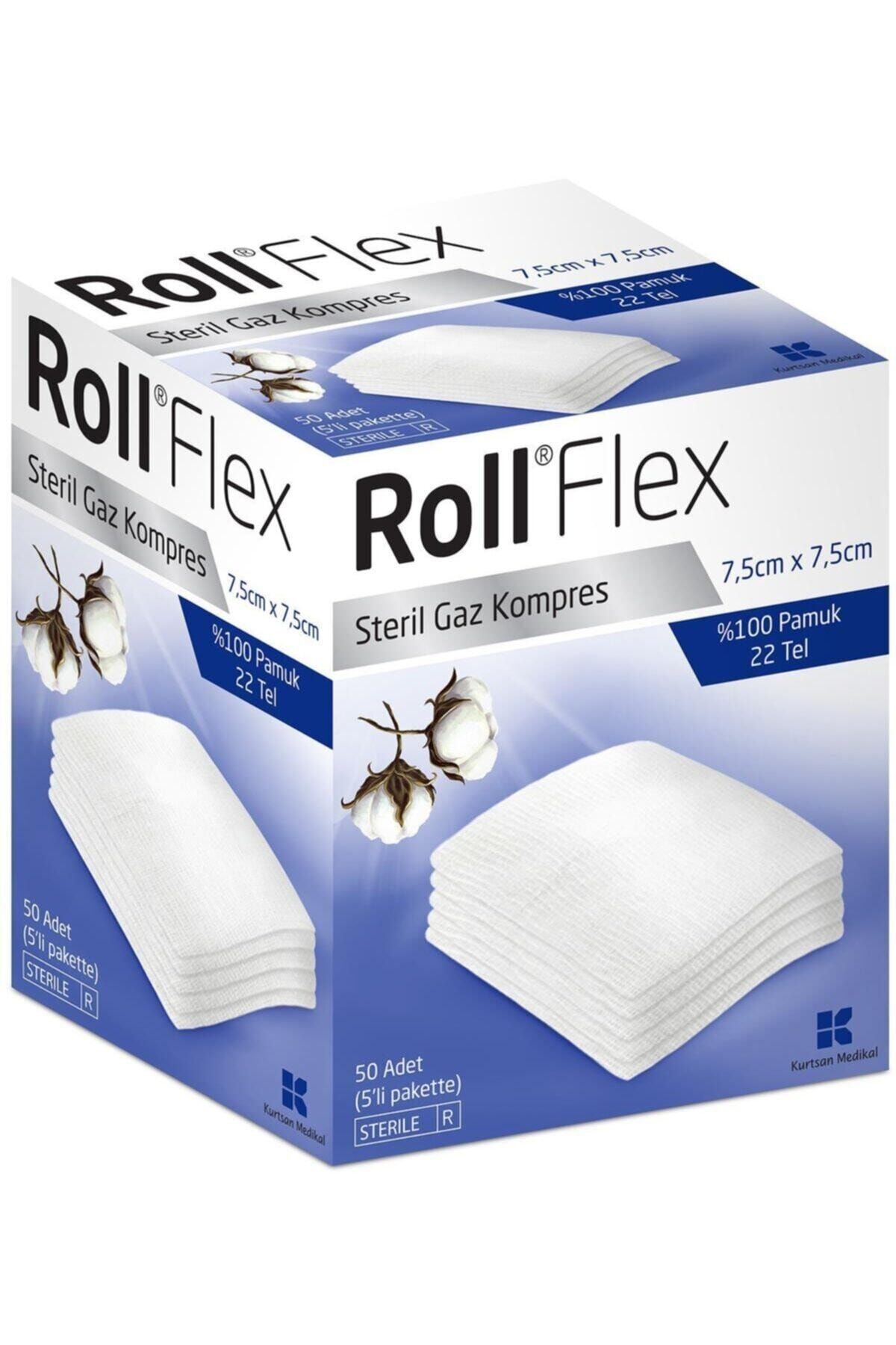 Roll Flex Steril Gaz Kompres 7,5 Cm X 7,5 Cm 5 Li Paket 50 Adet