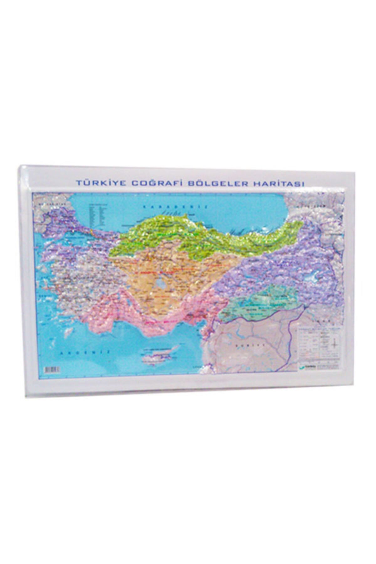 Gürbüz Kabartma Türkiye Coğrafi Bölgeler Haritası 35x50 cm