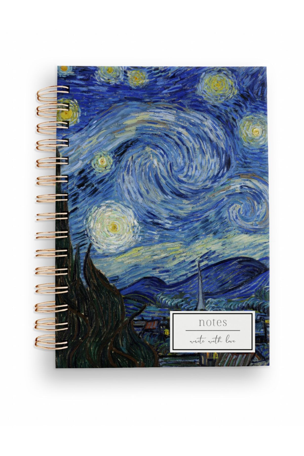 Yaris Note Van Gogh A5 Spiralli Çizgisiz Sert Kapak Not Defteri - Okul Defteri - Günlük - Ofis Not Defteri