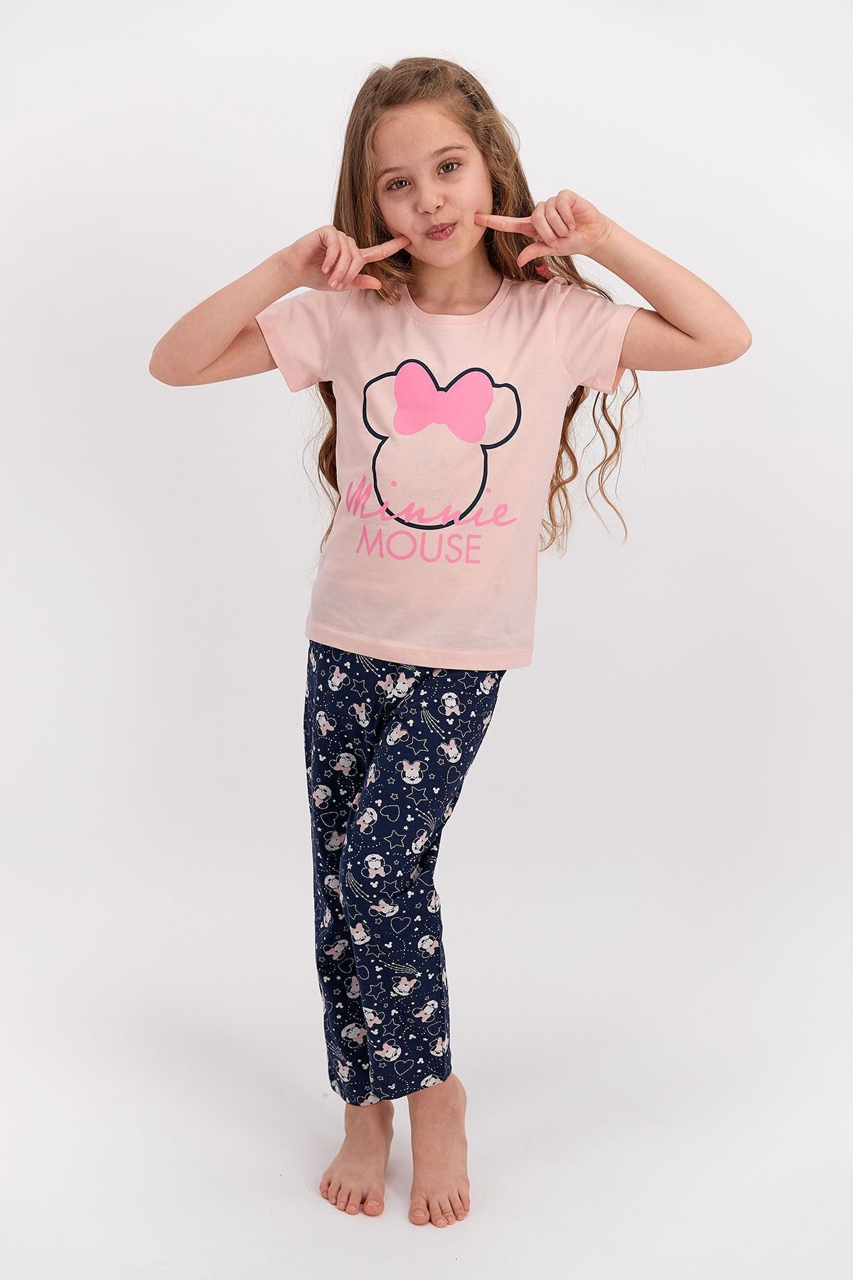 MINNIE MOUSE Lisanslı Kayısı Kız Çocuk Pijama Takımı