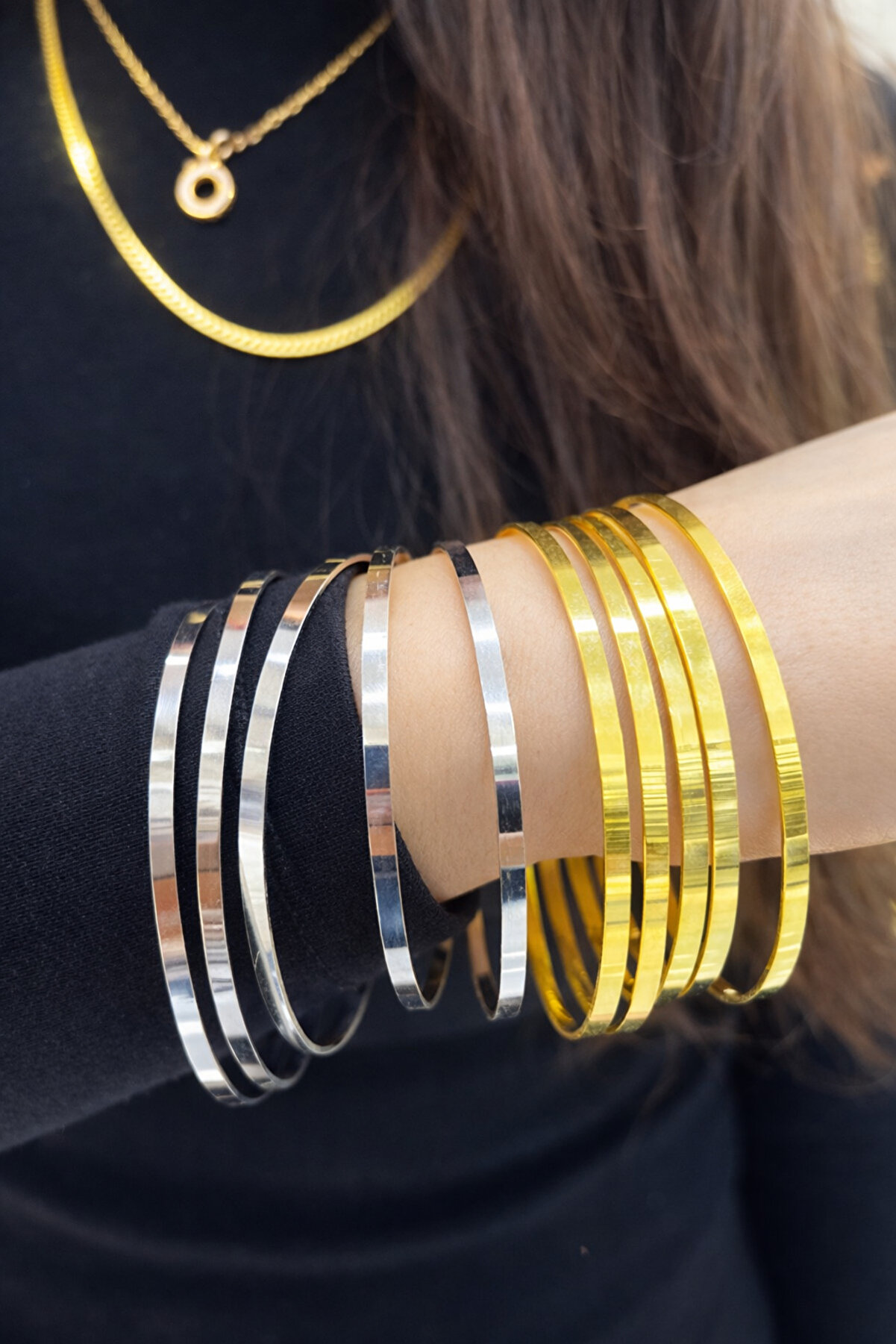 Yantra Silver 925 Ayar Gümüş Kibrit Çöpü Ajda Bilezik - 1 Adet