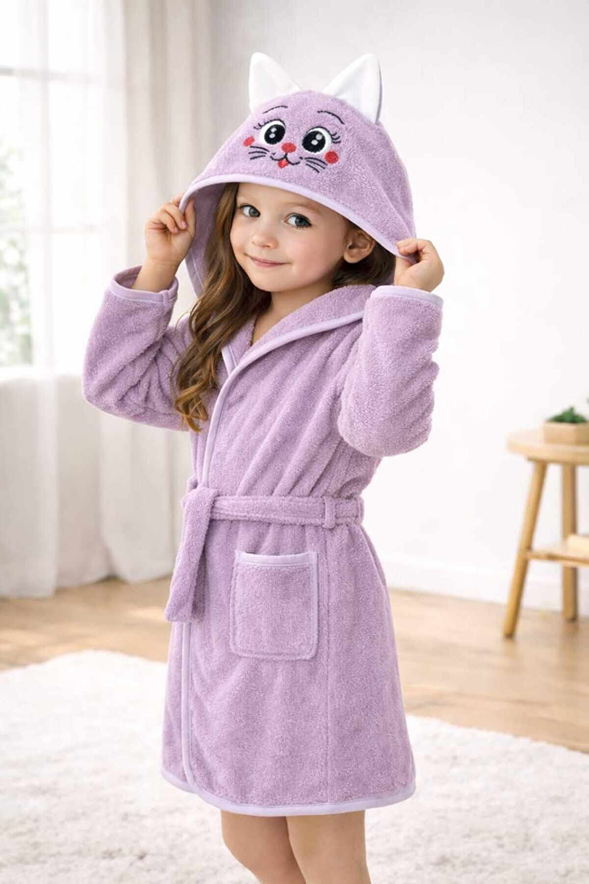 LOOMY LİLA KEDİ FİGÜRLÜ ÇOCUK BORNOZU | 299 TL