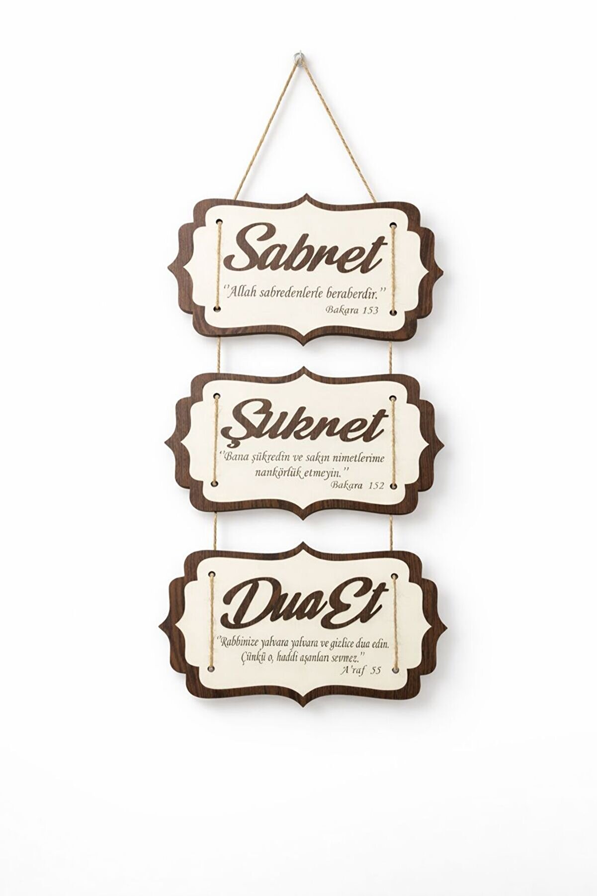 CosmAura Lazer Kesim Sabret-Şükret-Dua Et Temalı Ahşap Tablo/Duvar Süsü | ₺278.60