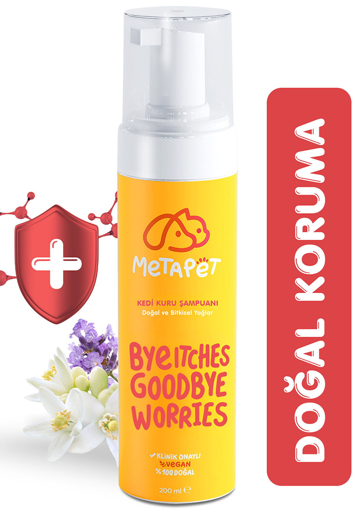 Metapet Kediler İçin Kuru Köpük Şampuanı - Bit Pire Parazit Kene Damlası Tarağı Tasması Ile Kullanılabilir