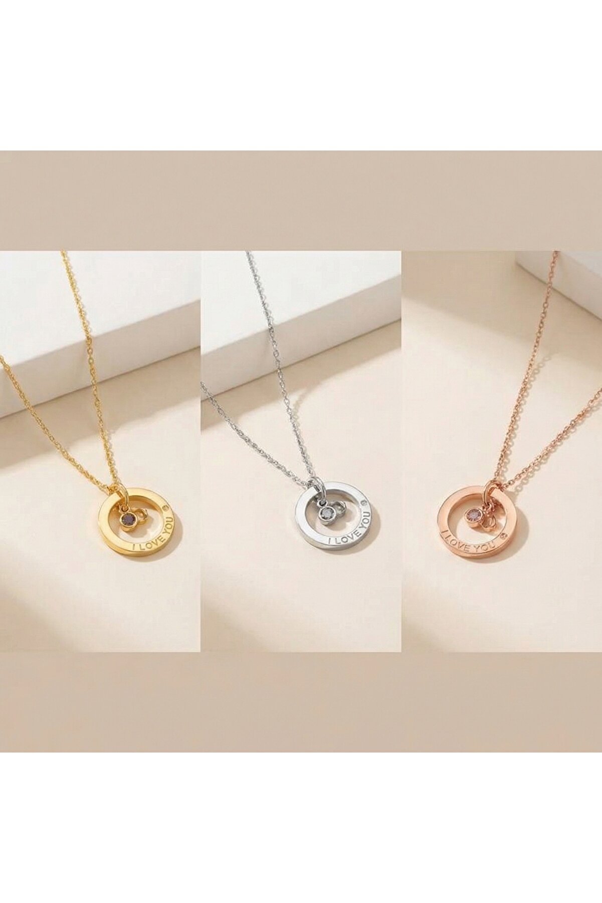 Soleildor 925 Ayar Gümüş Kişiye Özel İsim Doğum Taşı Kolye