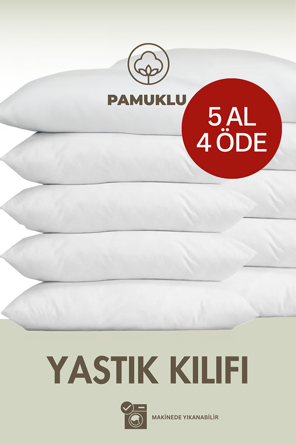 Magnolia Beyaz Fermuarlı Yastık Kılıfı 50x70 | Pamuklu | İç Astar | 1 Adet