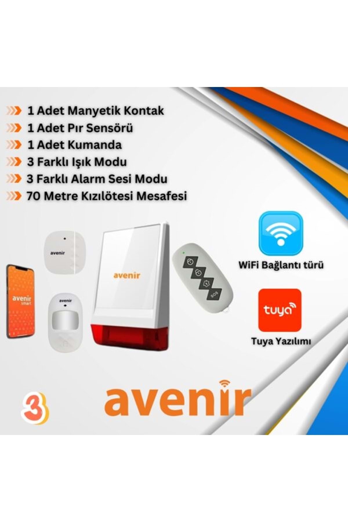 Avenir AV-03WF Wifi Kablosuz Akıllı Ev Alarm Sistemi - Güvenli Eviniz İçin En İyi Çözüm