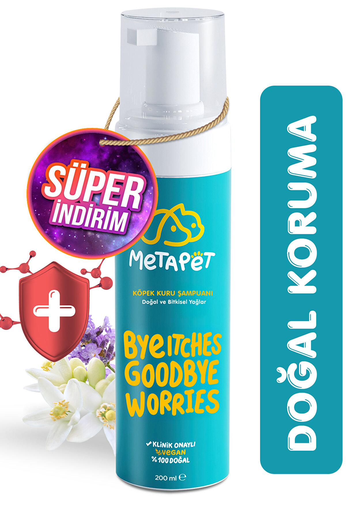 Metapet Köpekler İçin Kuru Köpük Şampuanı - Bit Pire Parazit Kene Damlası Tarağı Tasması Ile Kullanılabilir