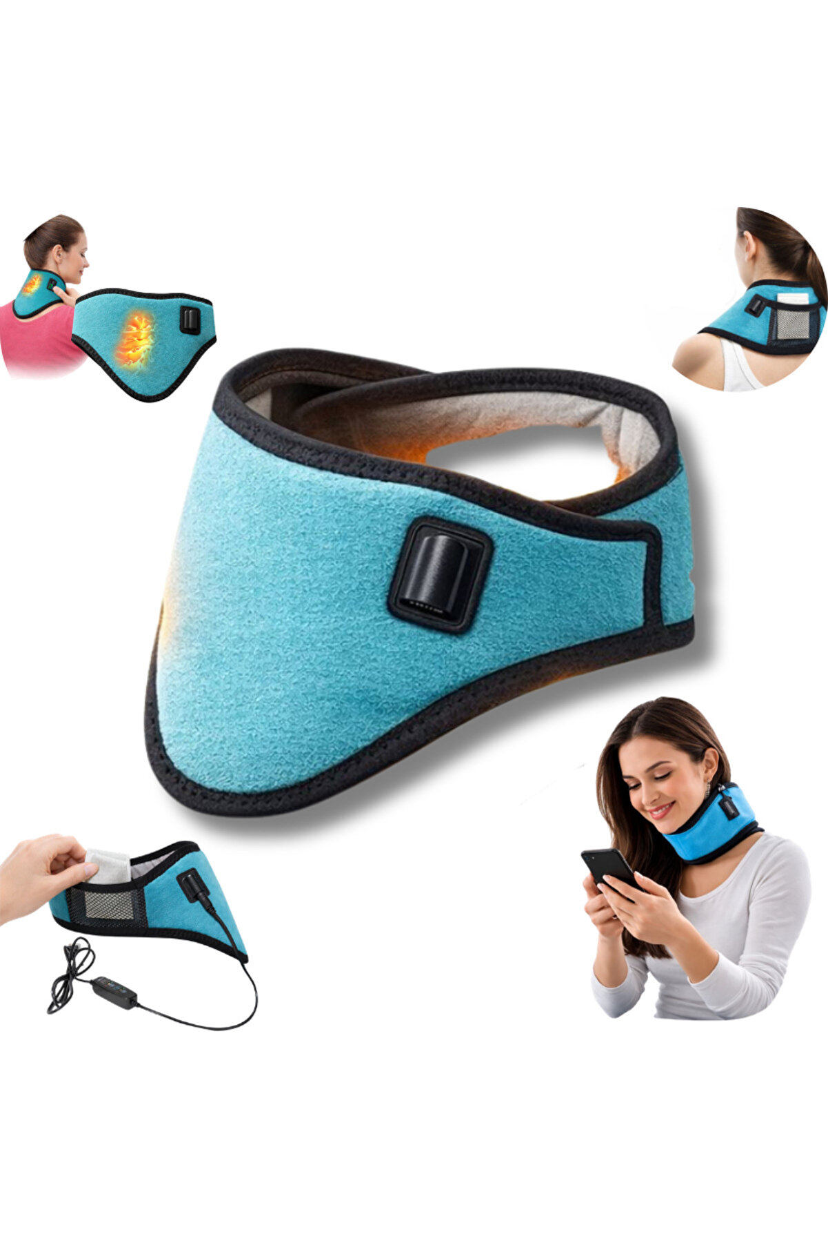 MultiZone Boyun Masaj Yastığı Isıtmalı USB 3 Seviye Sıcaklık Zaman Ayarlı Servikal