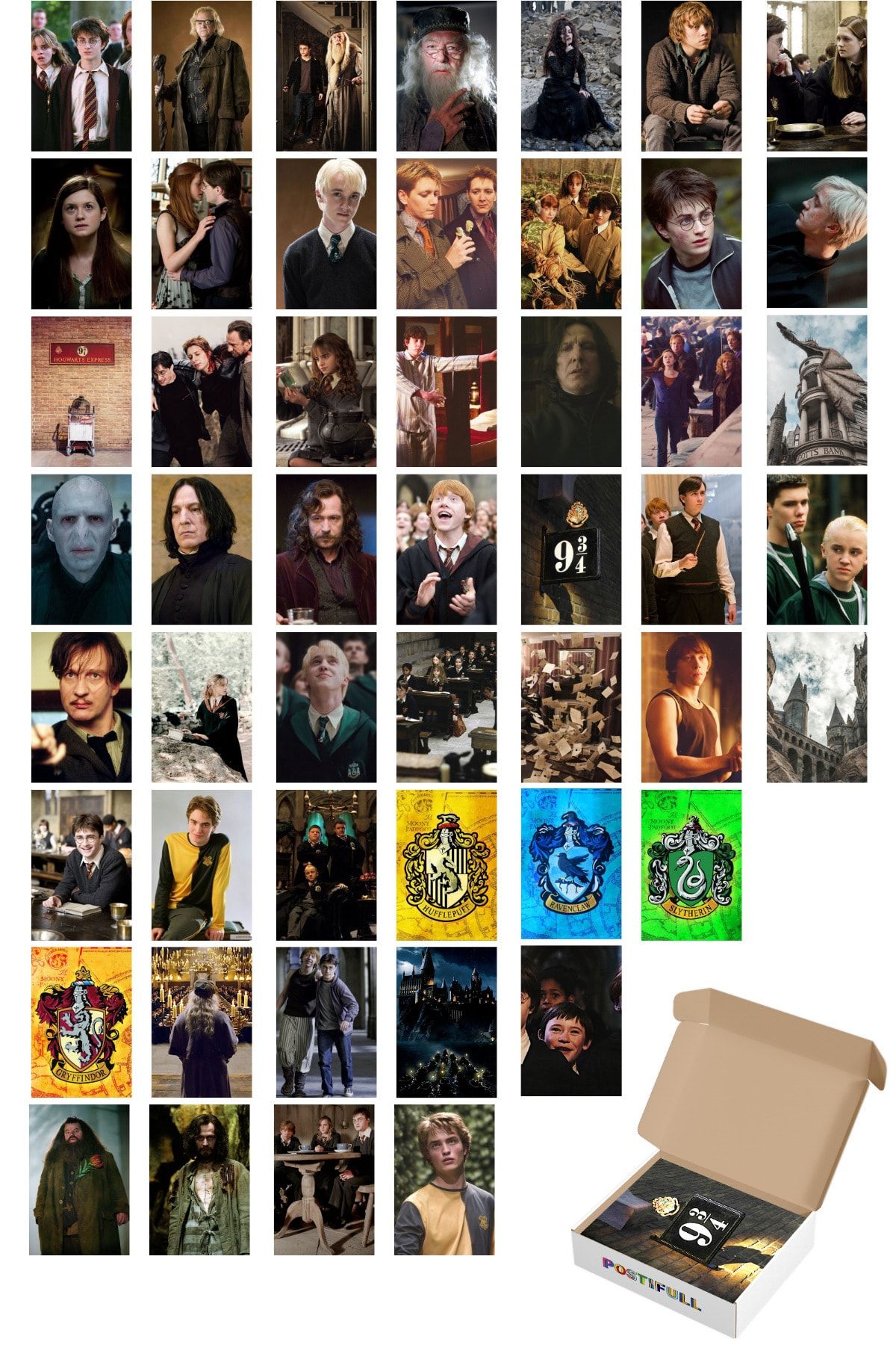 postifull Harry Potter Poster Seti - Arkası Yapışkanlı Kolaj Seti - 50 Adet - 10cm*15cm - Kutulu Set