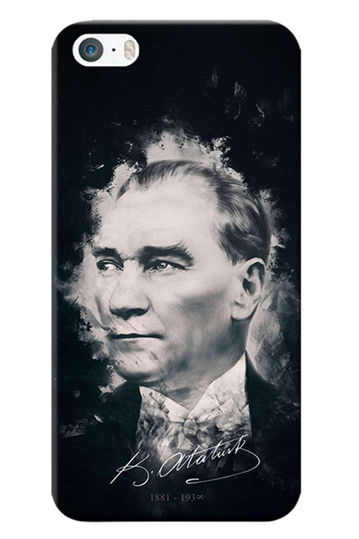 Hesaplı Dünya Iphone 5/5s Kılıf Uyumlu Mustafa Kemal Atatürk Baskılı Esnek Tpu Silikon