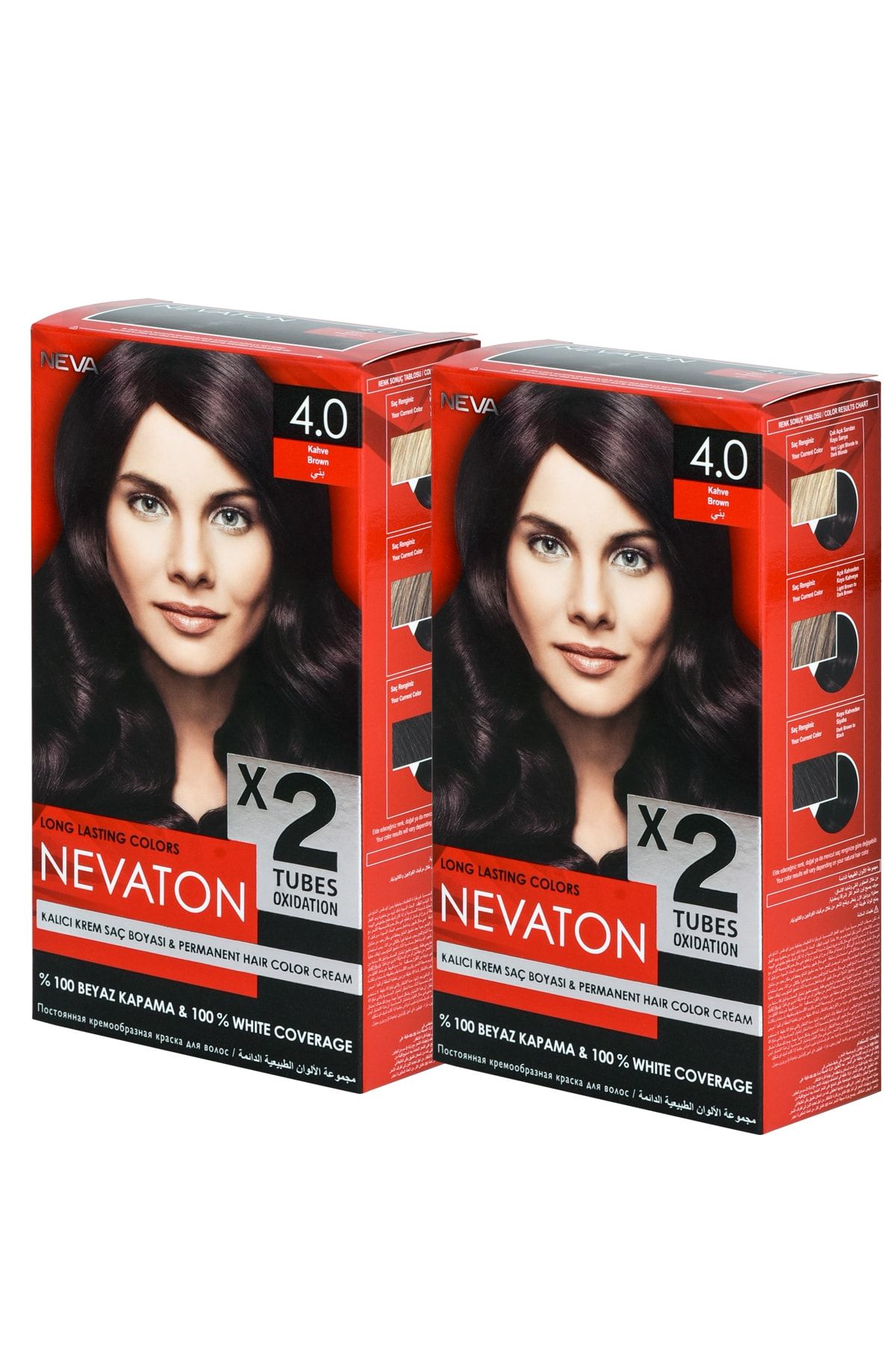 NEVA KOZMETİK Saç Boyası Nevaton 4.0 Kahve 2'li Set