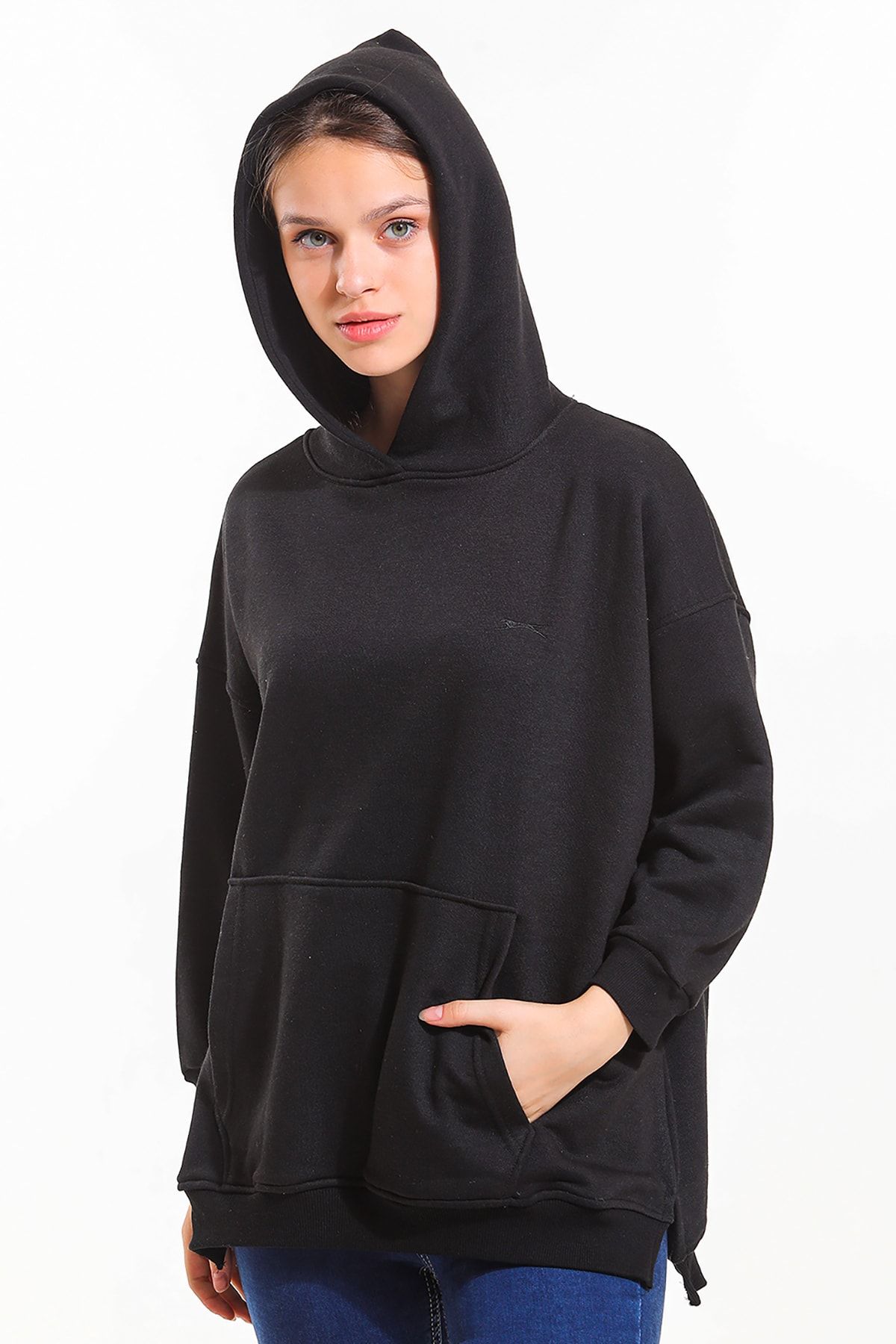 Slazenger Paınter Oversize Kadın Sweatshirt Siyah
