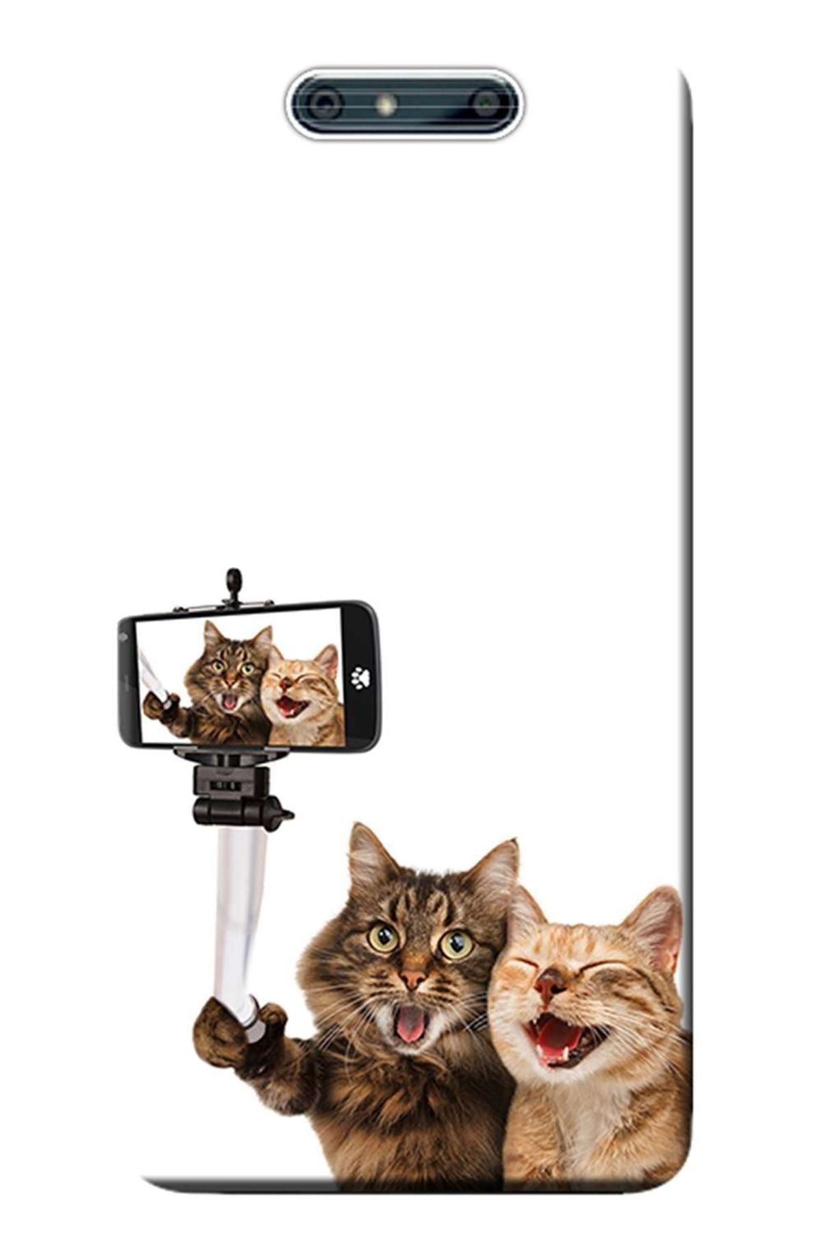 Turkcell T80 Uyumlu Kılıf Baskılı Silikon Kapak Selfie Çeken Kediler Stk:446