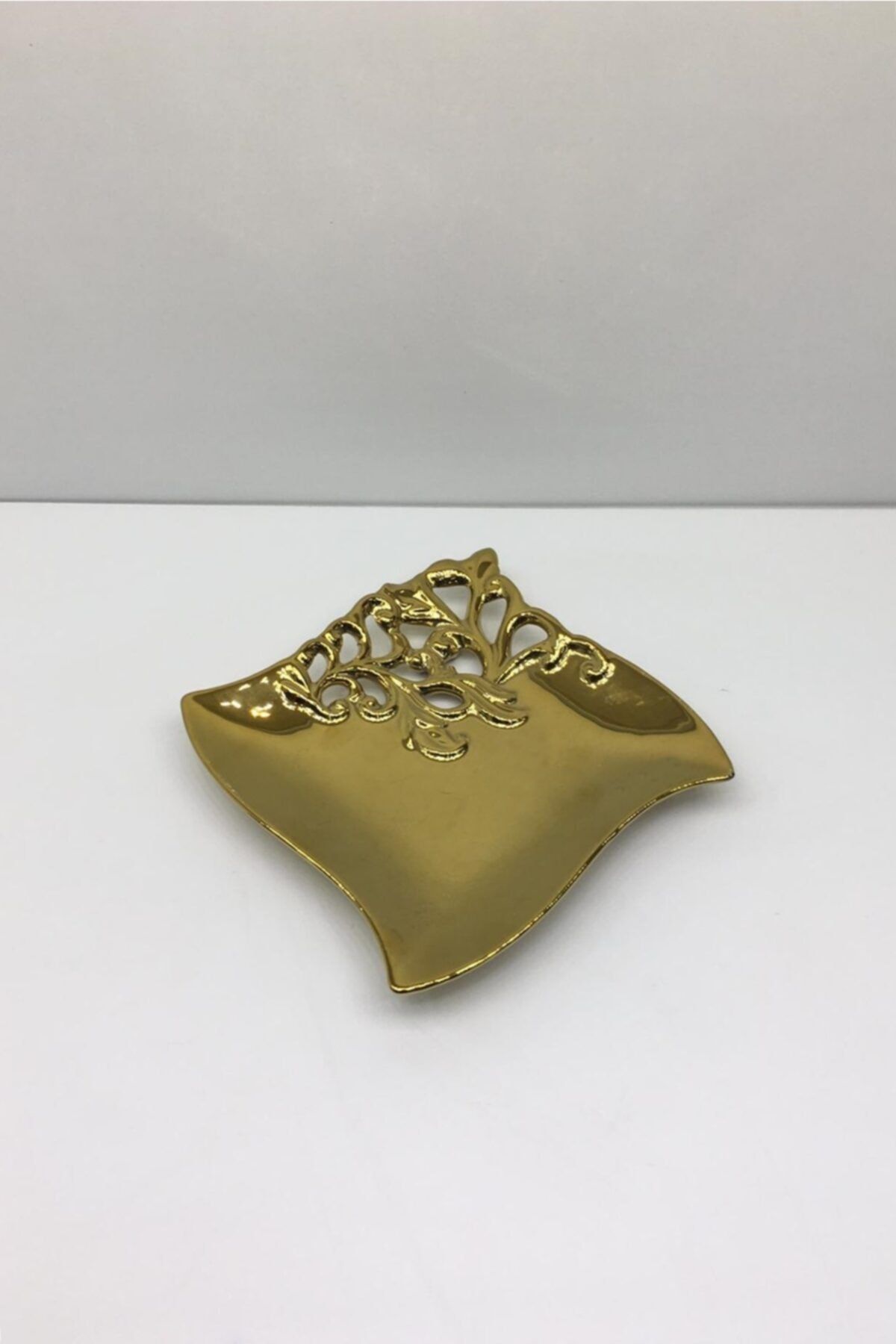Otantik Dekoratif Porselen Obje Altın Tabak 3x17 Cm