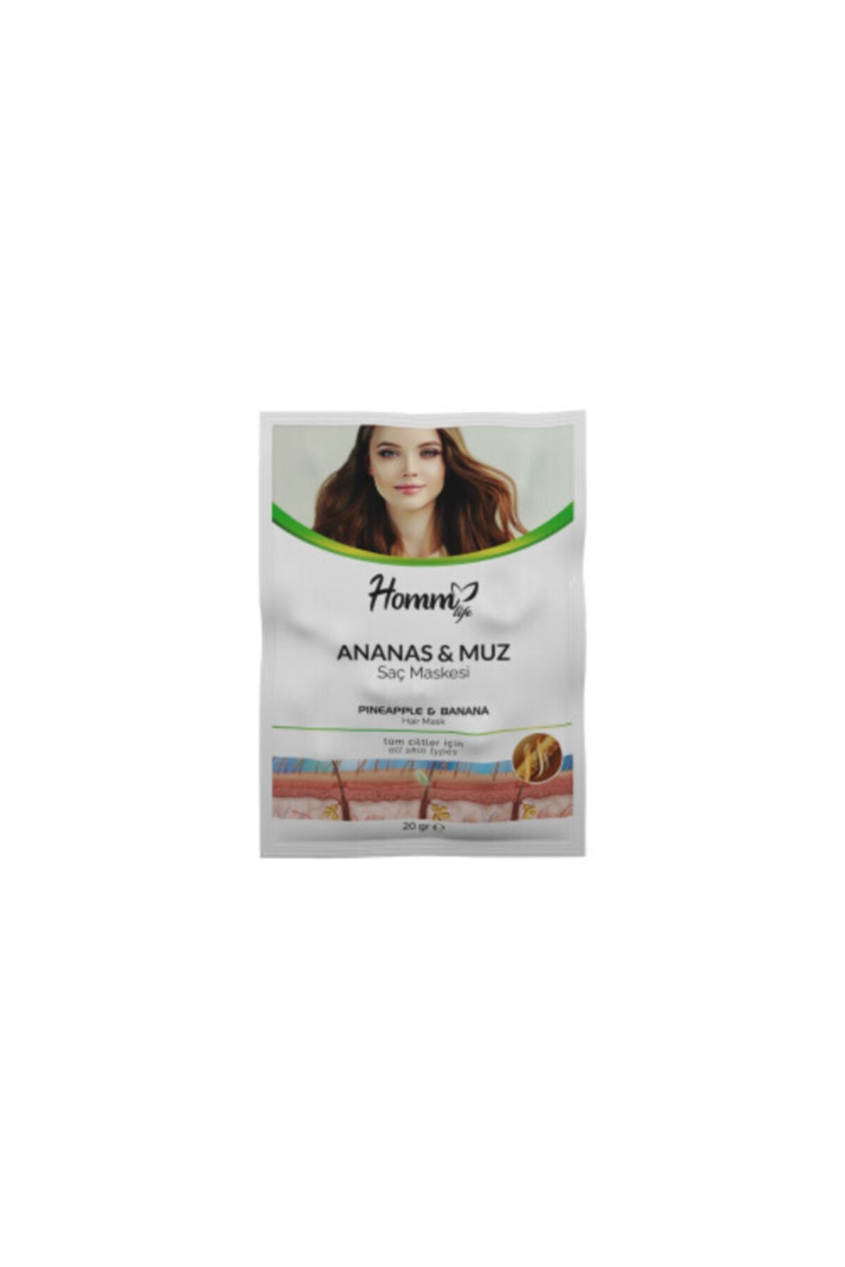 Homm Life HOMM LİFE ANANAS & MUZ SAÇ MASKESİ 20gr.