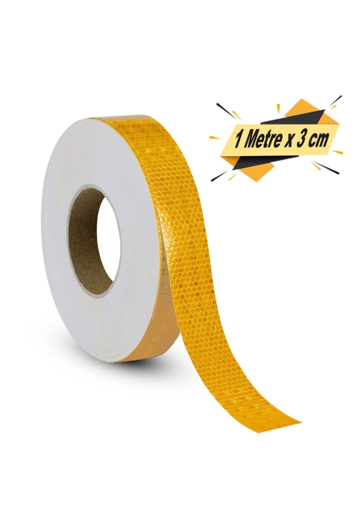 Badem10 Reflektörlü Reflektif Fosforlu Şerit Bant Sarı Reflekte Ikaz Bandı (1 METRE)