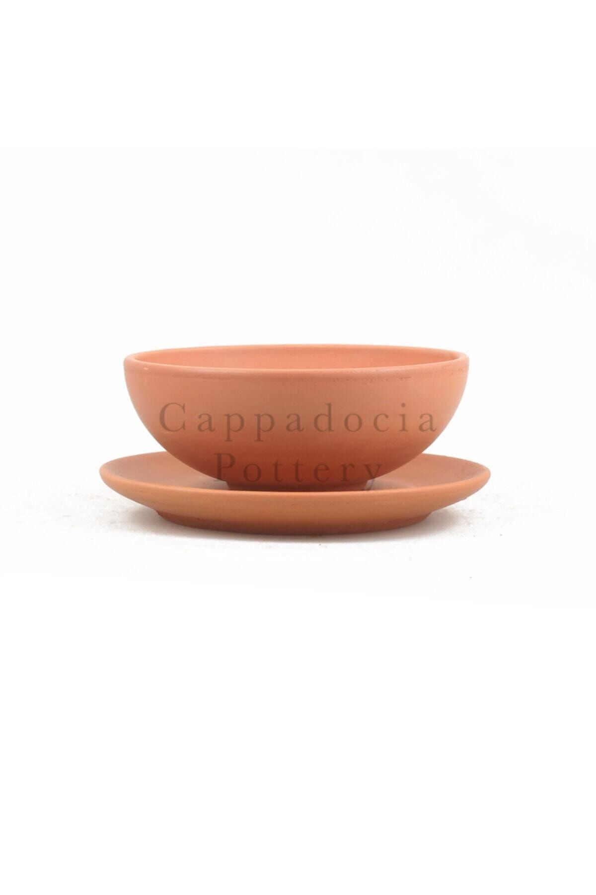 Cappadocia Pottery 15cm Tabaklı Kase Tipi Doğal Terleyen Çömlek Toprak Yayvan Saksı No.170