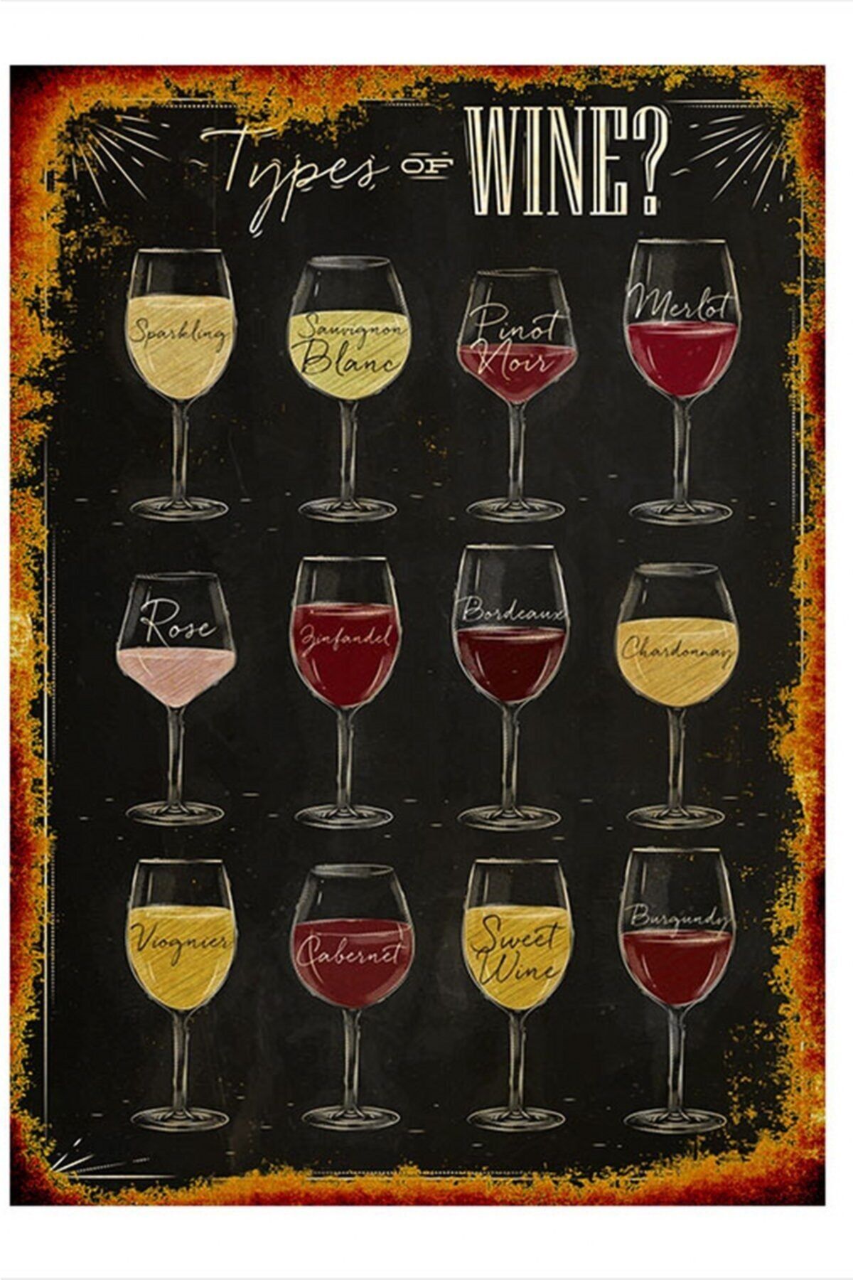 Tablomega Şarap Çeşitleri Mdf Poster