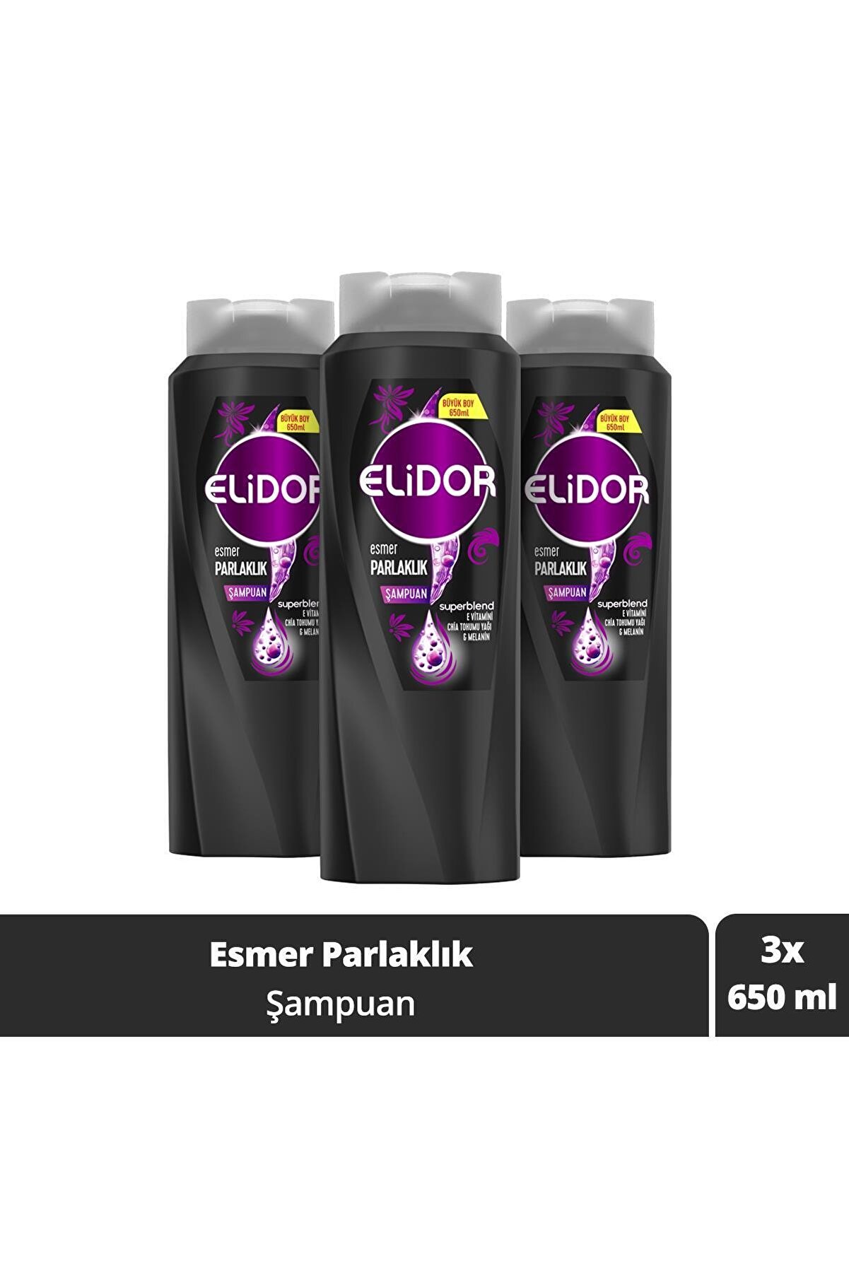Elidor Esmer Parlaklık Saç Bakım Şampuanı 650 ml X3