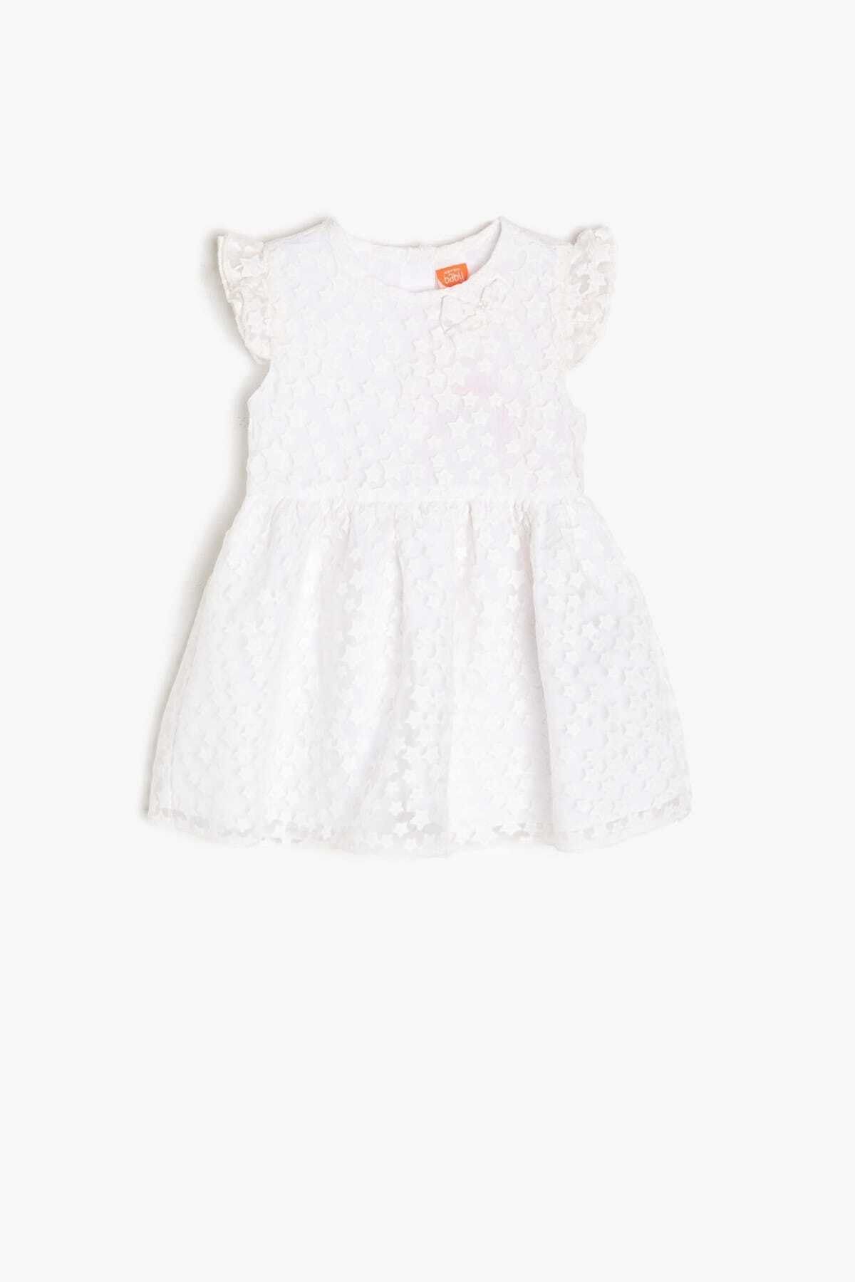 Koton Kız Bebek Beyaz Desenli Elbise